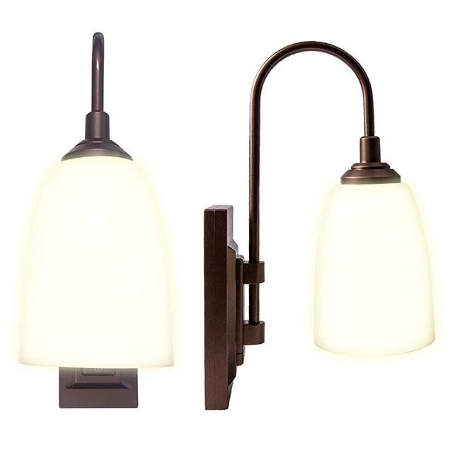 Westek Battery Operated Wall Sconce, 2 Pack – 100 Lumens, 4 Hour Auto Shut-Off – Plastic with Bronze Finish – Easy Wireless Installation Battery Wall Sconce – 2 Settings, Full or Dim