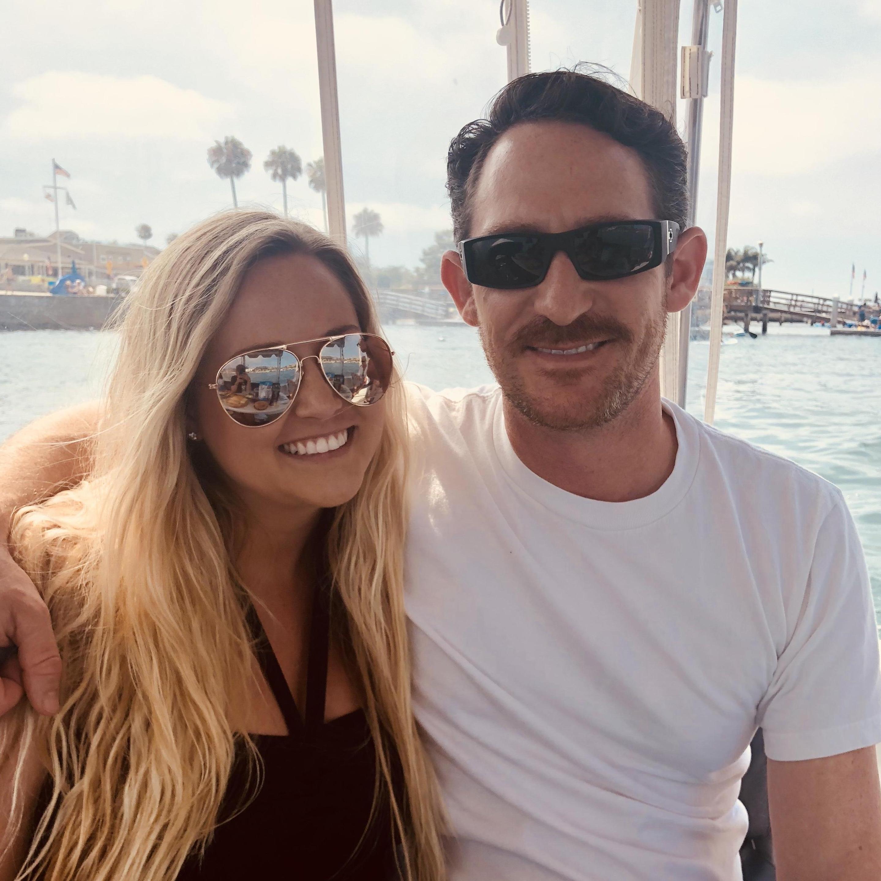 Celebrating Craig's birthday on a Duffy boat in Newport Harbor