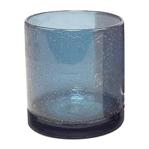 ARTLAND 14oz Double Old Fashion Glass, Set of 6 | Iris Seeded, Slate Blue | Drinking Glass for Parties & Everyday Use - Mojito, Whiskey, Cocktail