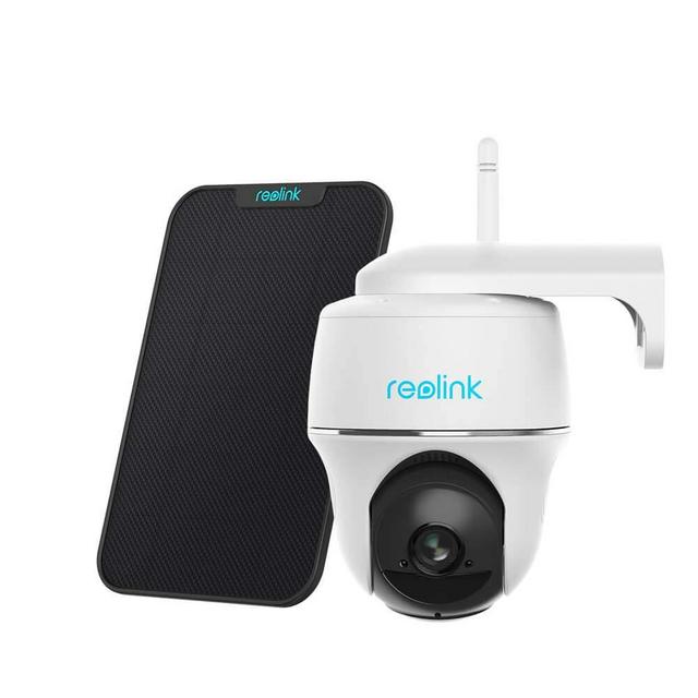 Reolink Argus PT w/ Solar Panel - Wireless Pan Tilt Solar Powered WiFi Security Camera System w/ Rechargeable Battery Outdoor Home Surveillance, 2-Way Audio, Support Alexa/ Google Assistant/ Cloud