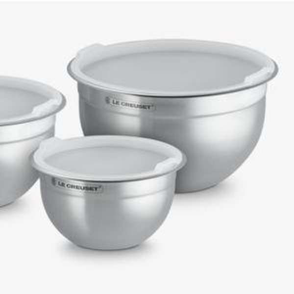 Set of 3 Stainless Steel Mixing Bowls with Lids