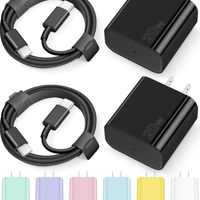 Charger for iPhone 16 15 Charger Fast Charging Type C Charger USB C Charger Block iPhone 16 Charger with 2 Pack 6FT Cable for iPhone 16/16 Plus/16 Pro/16 Pro Max/iPhone 15/15 Pro Max/Samsung(Black)