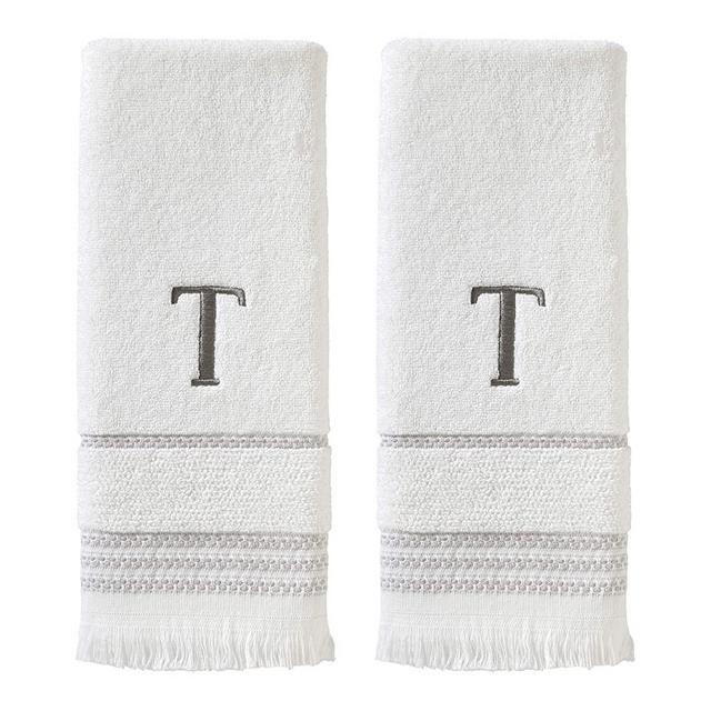 SKL HOME by Saturday Knight Ltd. Casual Monogram Hand Towel Set, T, 16x26, White 2 Count