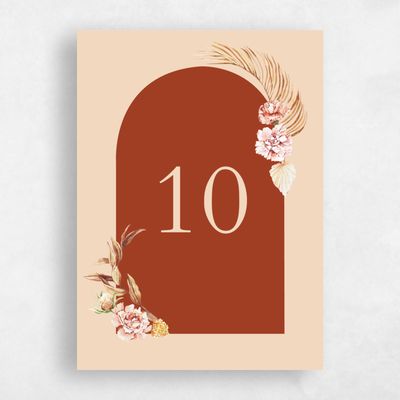 Orange Wedding Table Number - Caoba