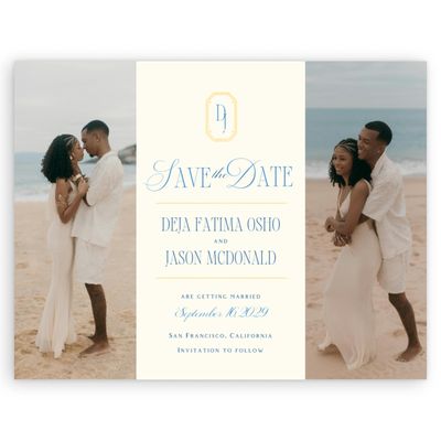 Light Butter, Yellow Wedding Digital Save the Date - Sage Multiphoto