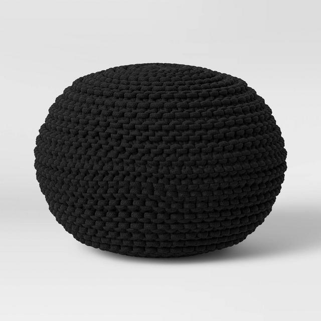 Cloverly Chunky Knit Pouf Black - Threshold™