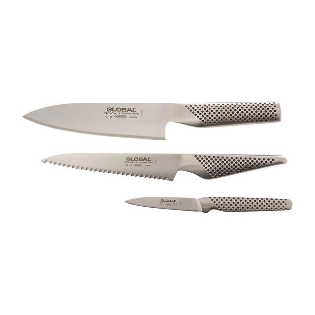 Global 3 Piece Kitchen Knife Set, 6-Inch Chef's, 6-Inch Utility, 3-Inch Paring