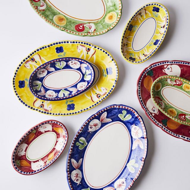 VIETRI Hand-Painted Italian Campagna Oval Platter, PIG