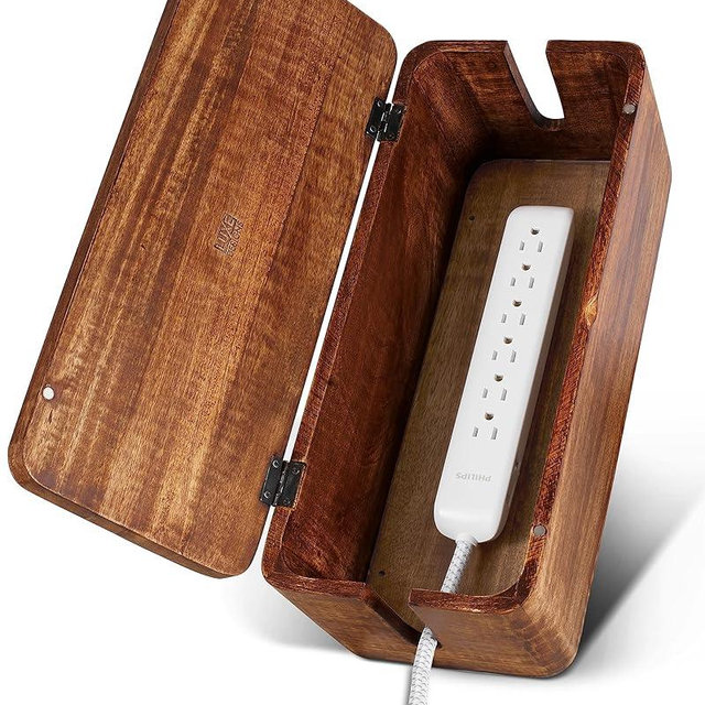 Large Cable Management Box - Cable Organizer Box and Power Strip Box for Electrical Cord Management - Desk Cord Hider and Floor Cable Management - Wire Storage and Organization for Cords