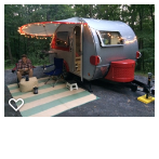 The Little Cabin In The Woods on Wheels (and Amy checking her phone).