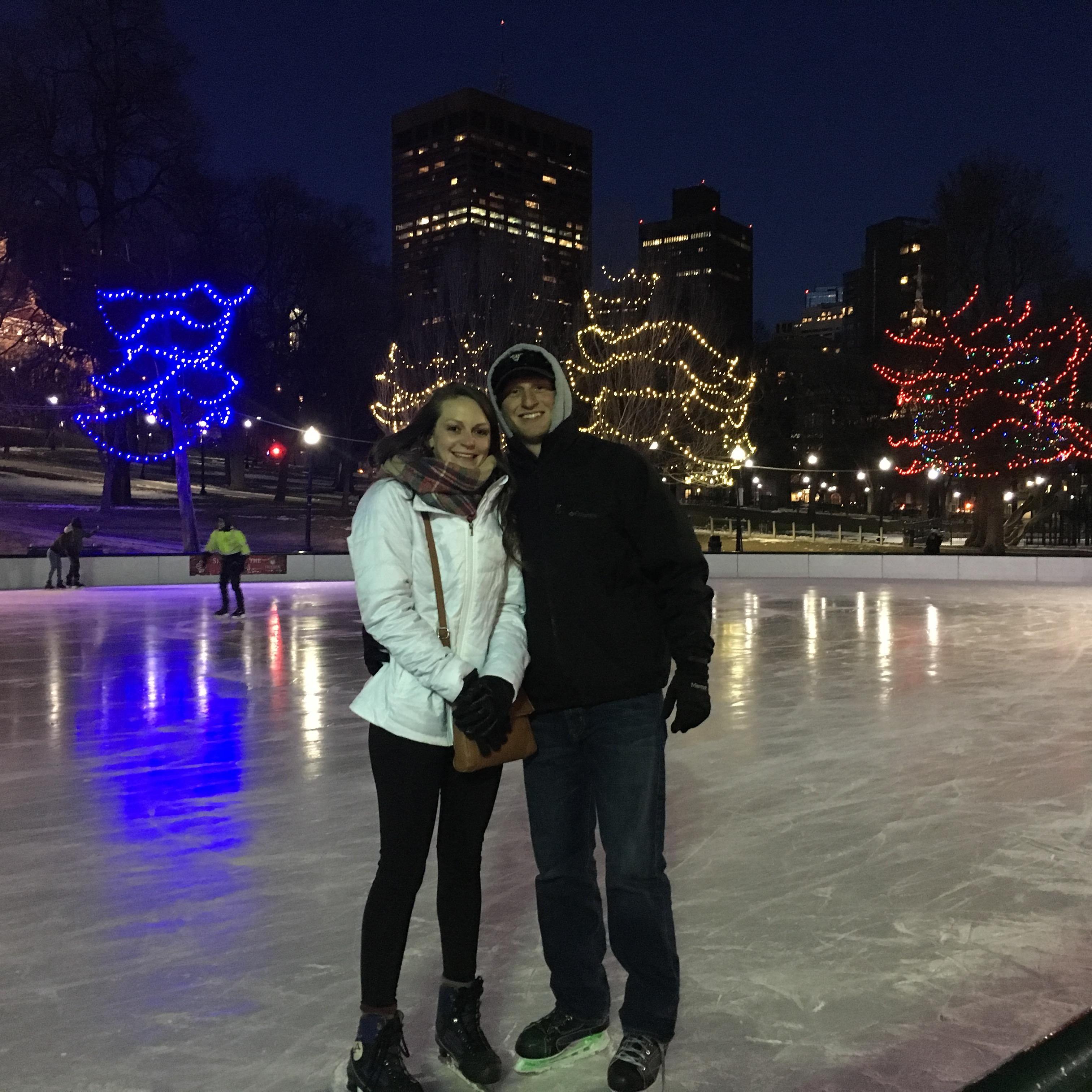 Ice skating in park on our Boston trip