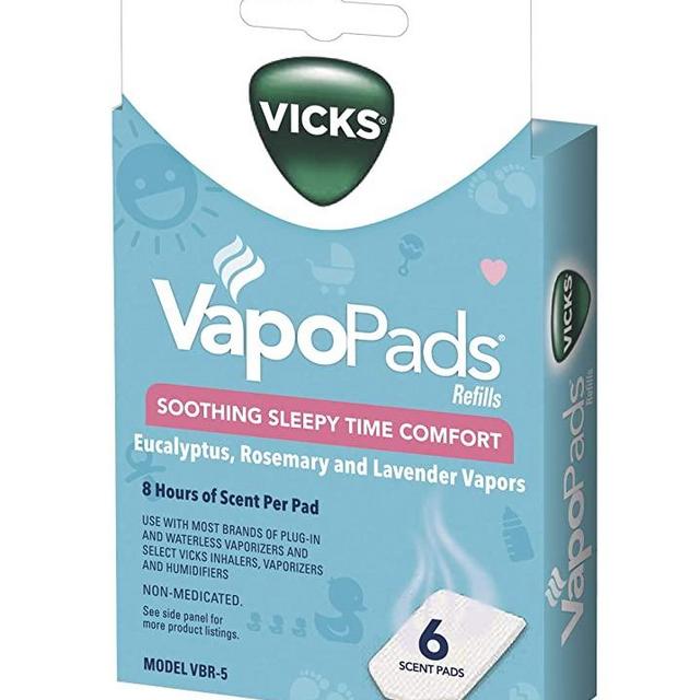 Vicks Sleepytime Waterless Vaporizer Scent Pads Rosemary, Lavender and Eucalyptus Scented Vapor Pad Refills White 6 Count (Pack of 1)