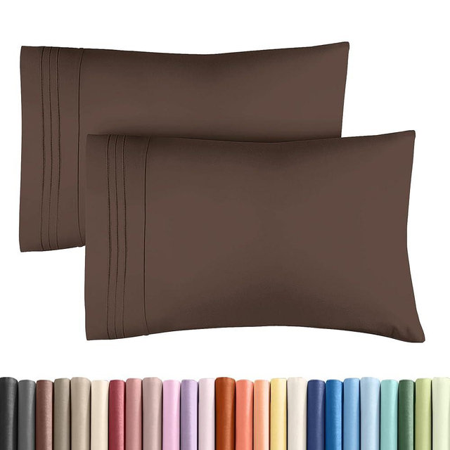 Queen Pillow Cases Set of 2 - Ultra Soft Hotel Quality Pillowcase Covers - Comfy, Cozy & Wrinkle Free - Shrinkage, Stain and Fade Resistant - Machine Washable Pillow Protectors - 2 Piece Set - Brown