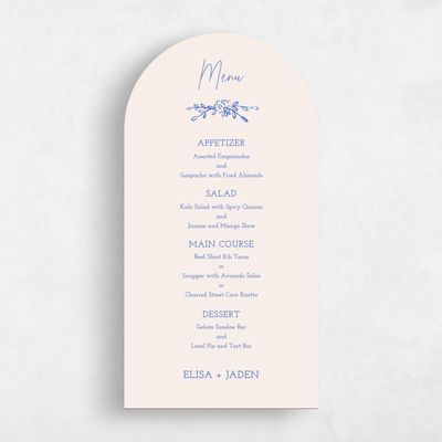 Blue Arch Wedding Menu - Finley