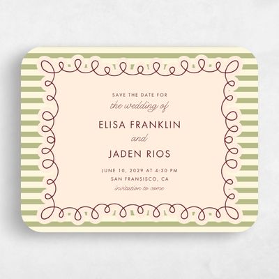Green Rounded Wedding Save the Date - Imogen Landscape