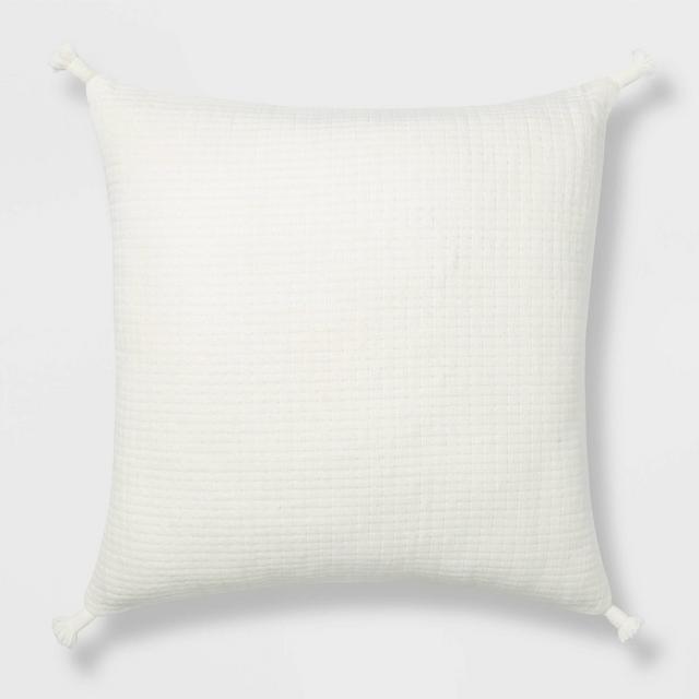 Euro Soft Texture Tasseled Throw Pillow Cream - Project 62™