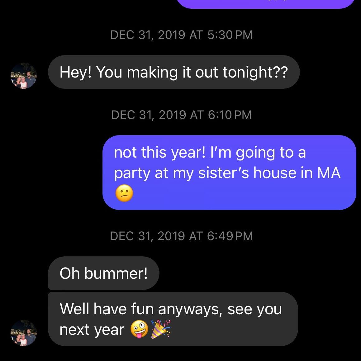 Plot twist: She didn't think about it. However, Keanyon was persistent, and they would eventually see each other out and about with their friends over the next year.