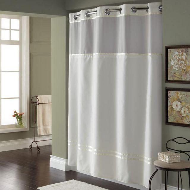 Hookless® Escape 71-Inch x 74-Inch Fabric Shower Curtain and...