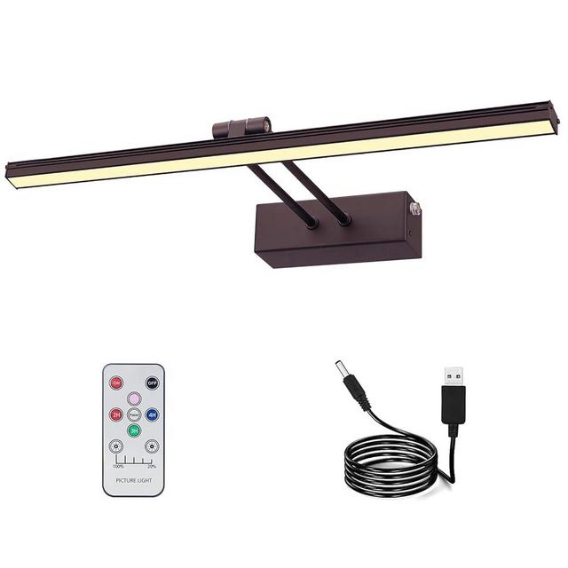 FUNCHDAY Picture Light,20" Battery Picture Light for Wall,5000mAh Wireless Remote Painting Light with Timer and Dimmable,Metal Art Light for Display,Artwork,Portrait.