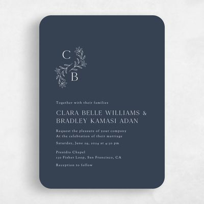 Blue Rounded Wedding Invitation - Creston Portrait