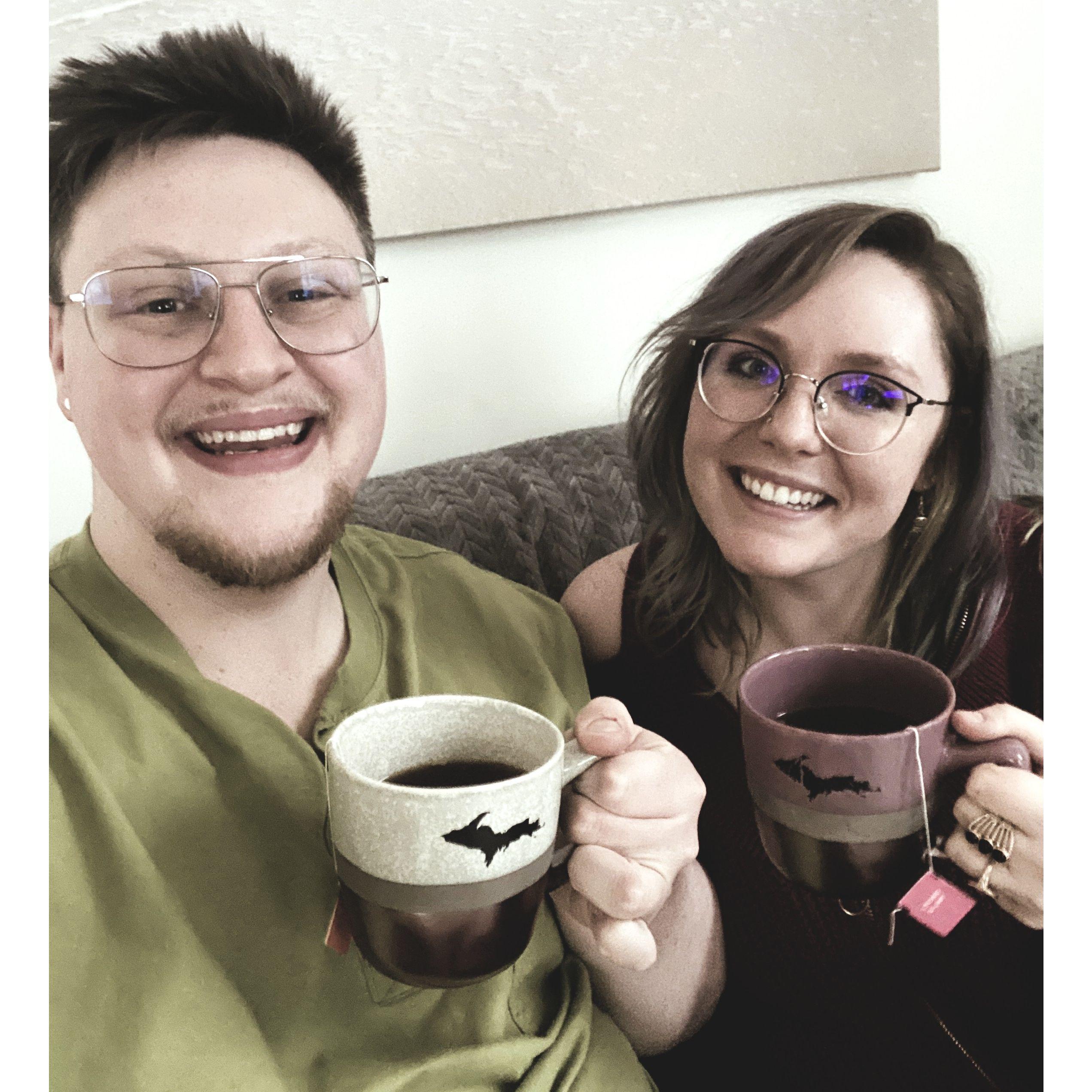 Having a cup of tea up in the UP, the day before Danielle got proposed to...