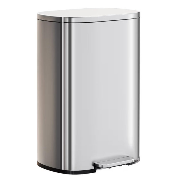 PayLessHere Trash Can with Lid, 13 Gallon (50L) Stainless Steel Kitchen & Office Recycling Bin with Foot Pedal Soft Close & Inner Bucket