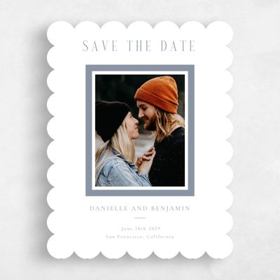 Grey Scalloped Wedding Save the Date - Ciel Portrait