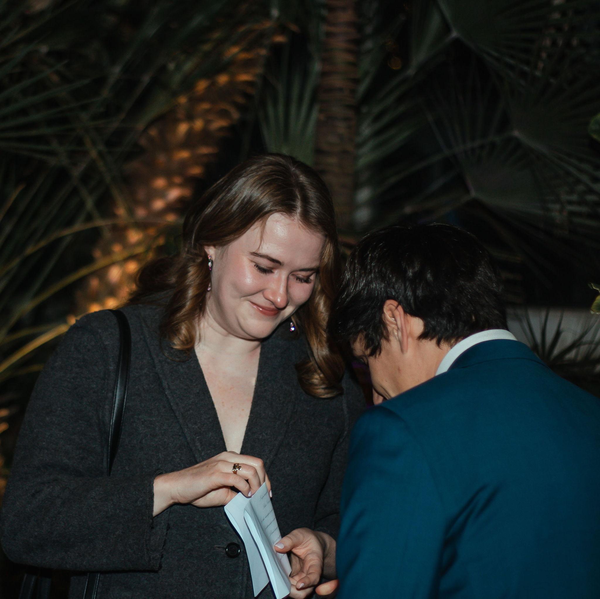 As a call back to his "prom-posal", his proposal included multiple short poems about each place we visited during this day. Brenna couldn't read all of the last poem through her happy tears :)