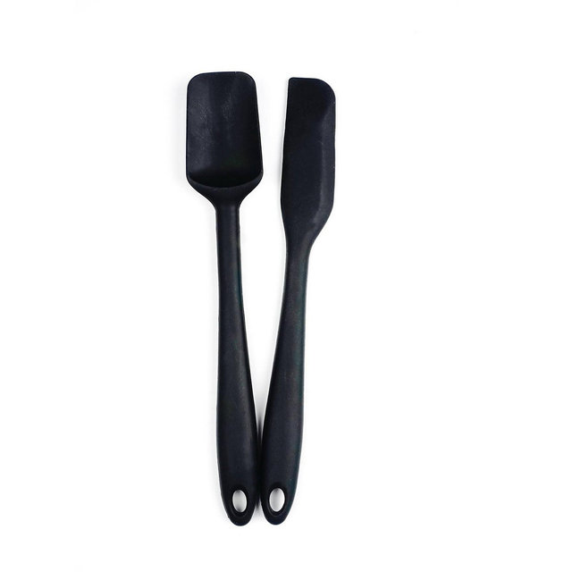 RSVP International Silicone Coated Steel 2 Piece 8" Ela Series Black Mini Spatula Set