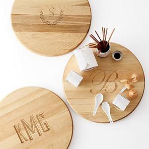 Monogrammed Maple Lazy Susan