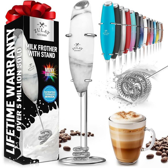ZK Milk Frother OG Tornado Whisk w Stand - Quartz