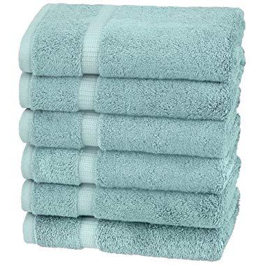 Pinzon Organic Cotton Hand Towels, Set of 6, Spa Blue