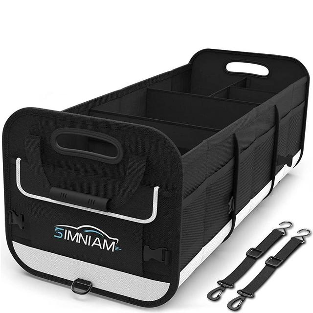 Simniam Large Car Trunk Organizer - Possession 5 Compartments Trunk Organizers and Storage SUV, Reinforced Handle, Securing Straps, Trunk Organizer Available for Car, SUV, Truck, Minivan