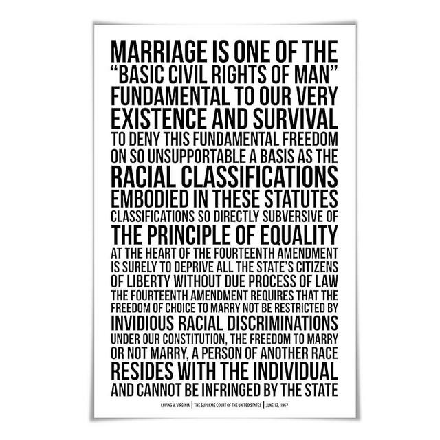 Loving v. Virginia Art Print. 60 Colours/8 Sizes. United States Supreme Court Case Quote. Justice Legal Lawyer. Interracial Marriage