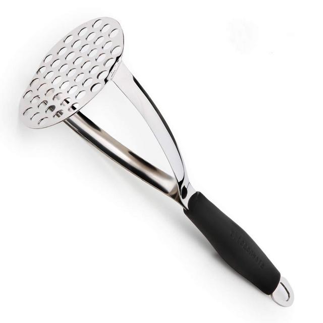 TEELY Stainless Steel Potato Masher，Heavy Duty with Garlic Press, Cooking and Kitchen Gadget, Convenient for Making Mashed Potatoes, Vegetables and Fruits.