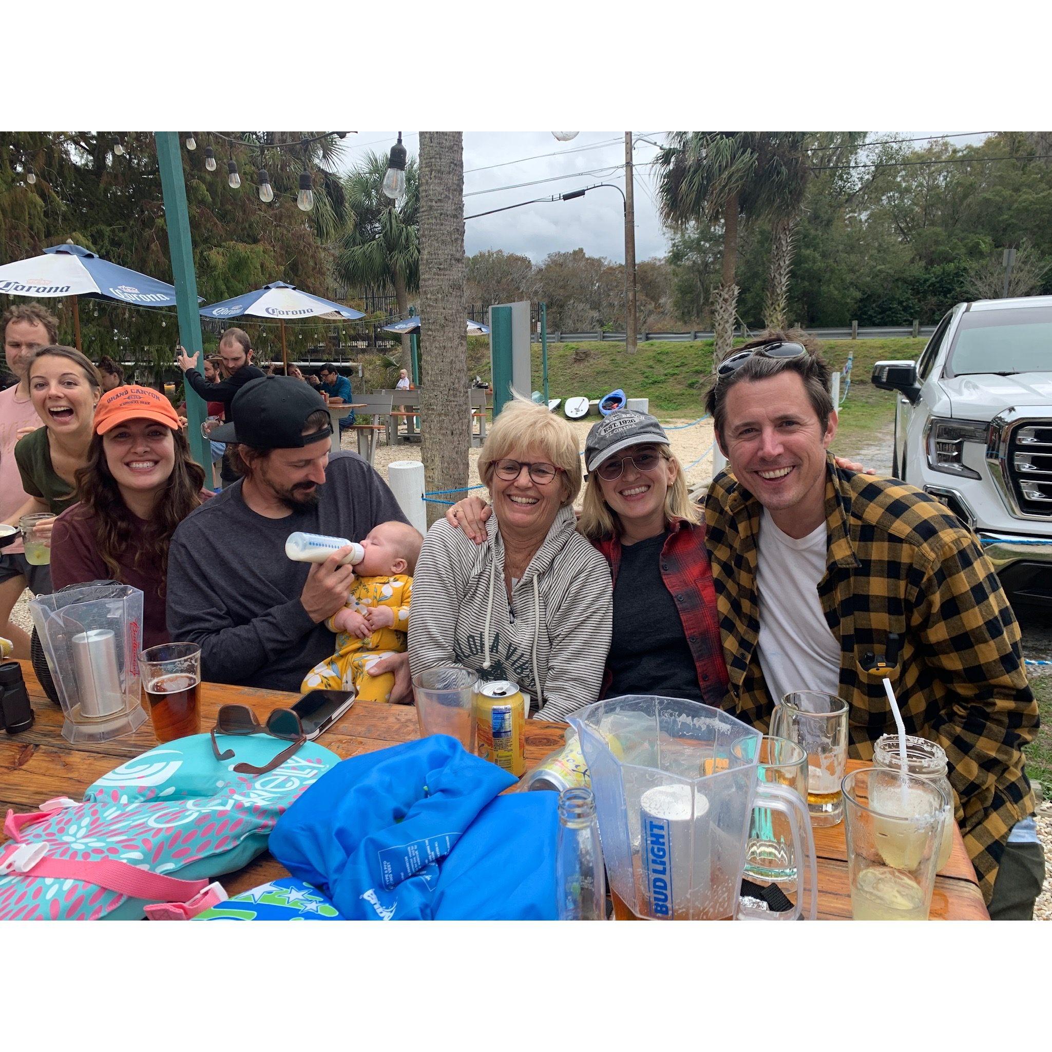 Swampy's Bar & Grill, accessible by stand-up-paddle board, is an excellent day-after-Thanksgiving destination.
