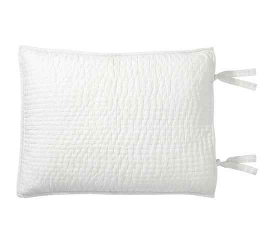Pick-Stitch Handcrafted Cotton/Linen Shams - White