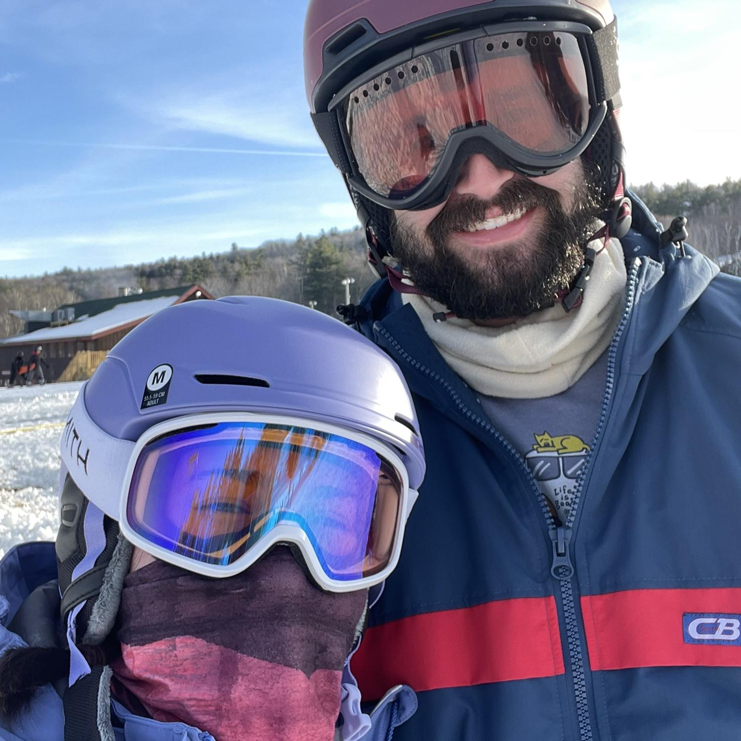 First time snowboarders in New Hampshire.