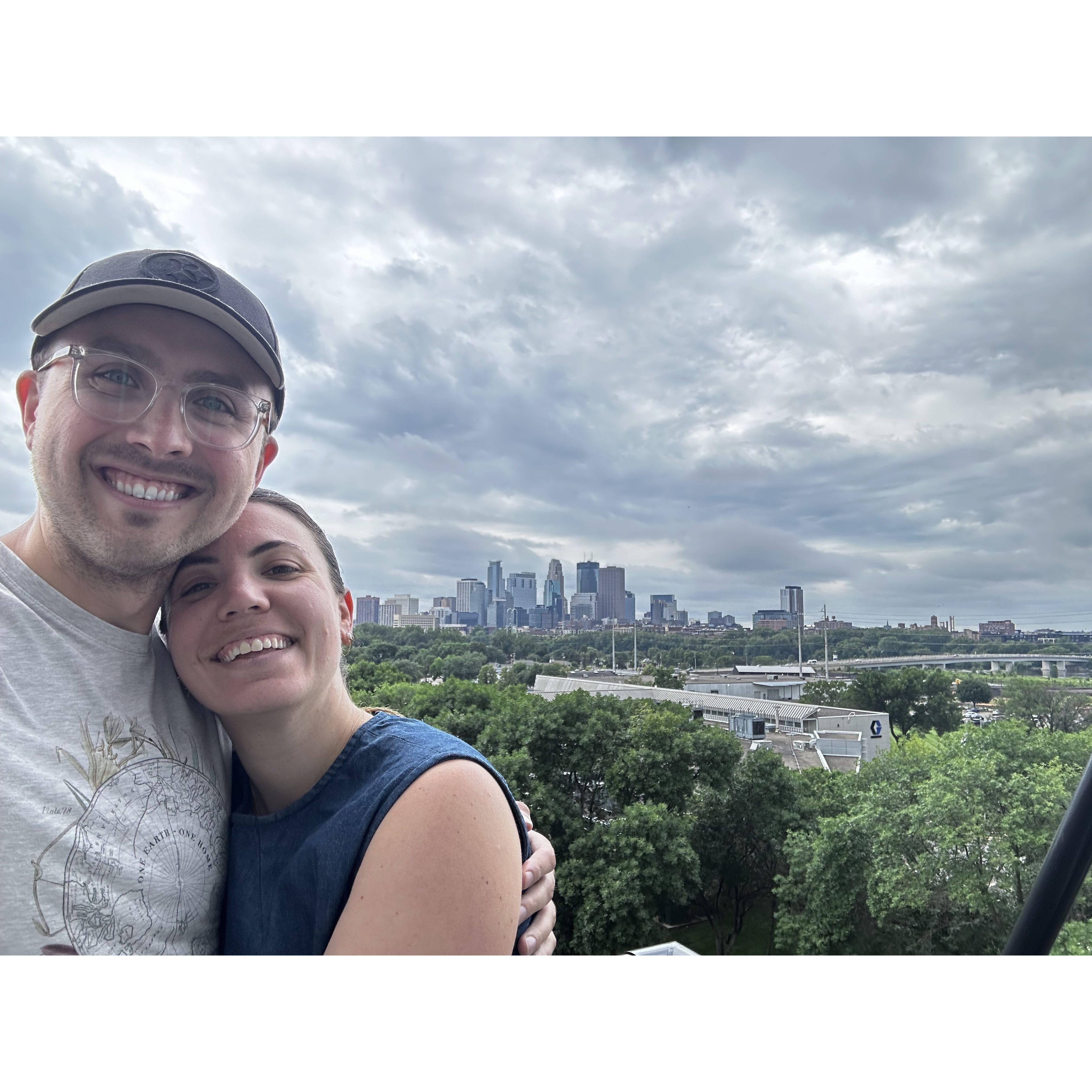 Getting our keys to our Minneapolis apartment -- thrilled to have a dishwasher, laundry machine, and a view!