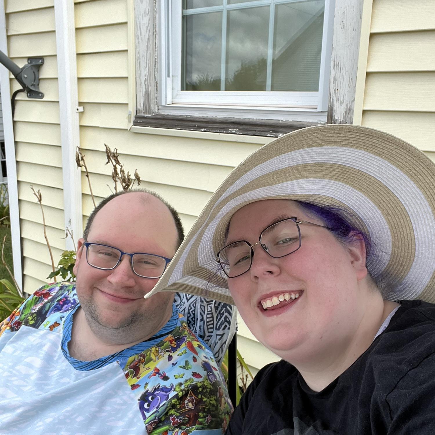 Watching a parade outside our house