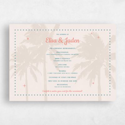 Lightest Peach, Grey Wedding Program - Vegas
