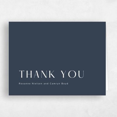 Grayed Navy, Blue Wedding Thank You - Cerrito Type