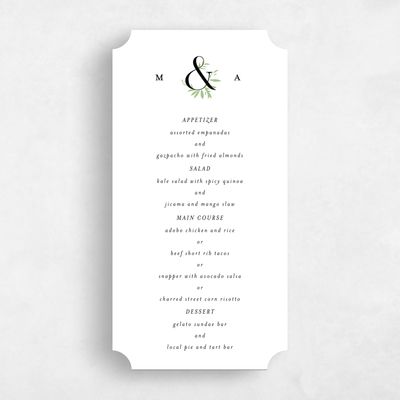 White Ticket Wedding Menu - Jackson