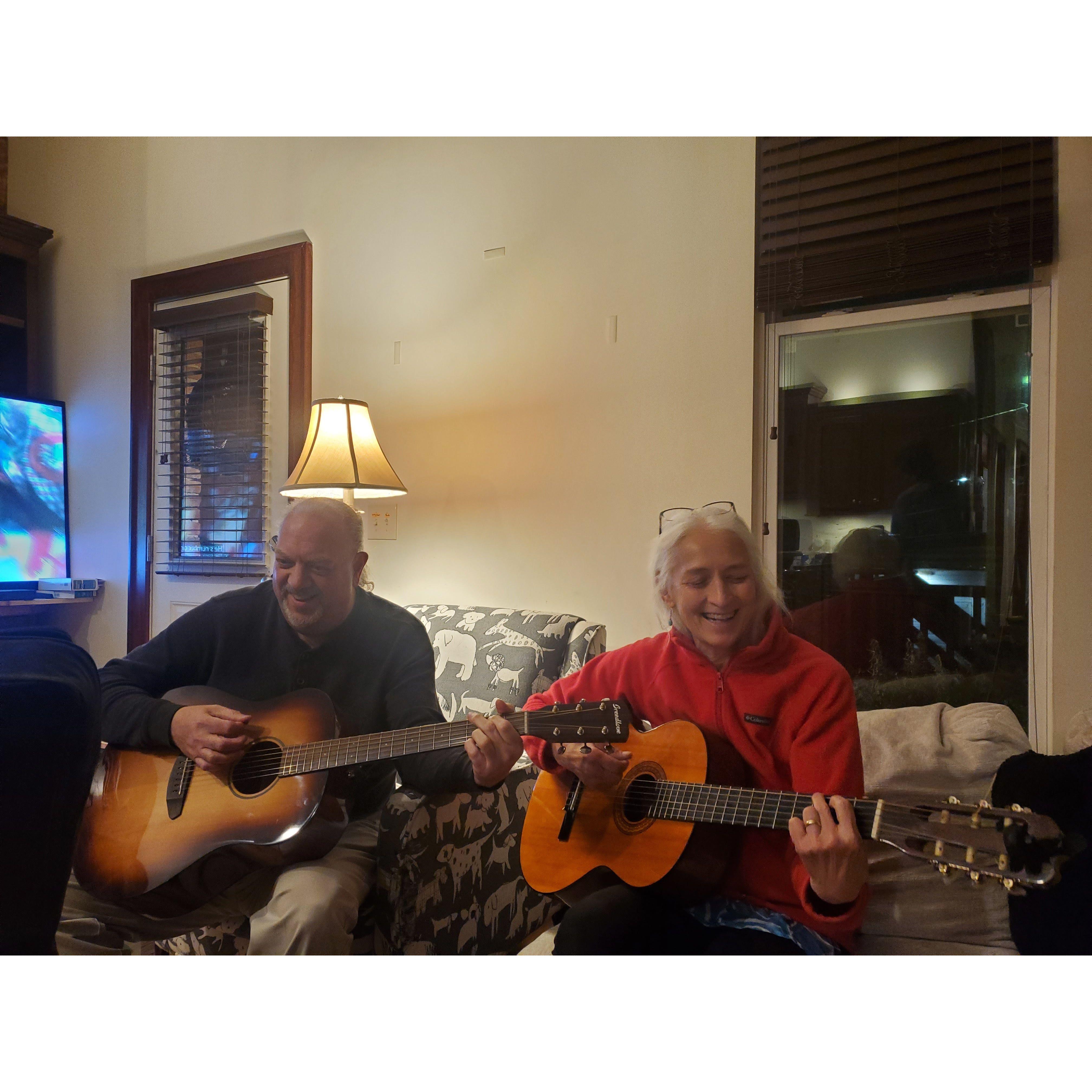 Dan & Sarah jammin' on the guitar