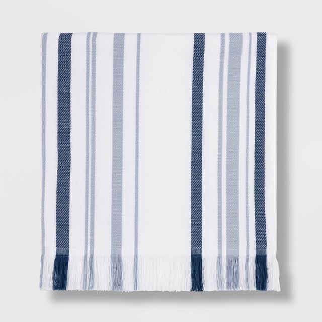 Crew Striped Flat Woven Bath Towel Blue - Threshold™