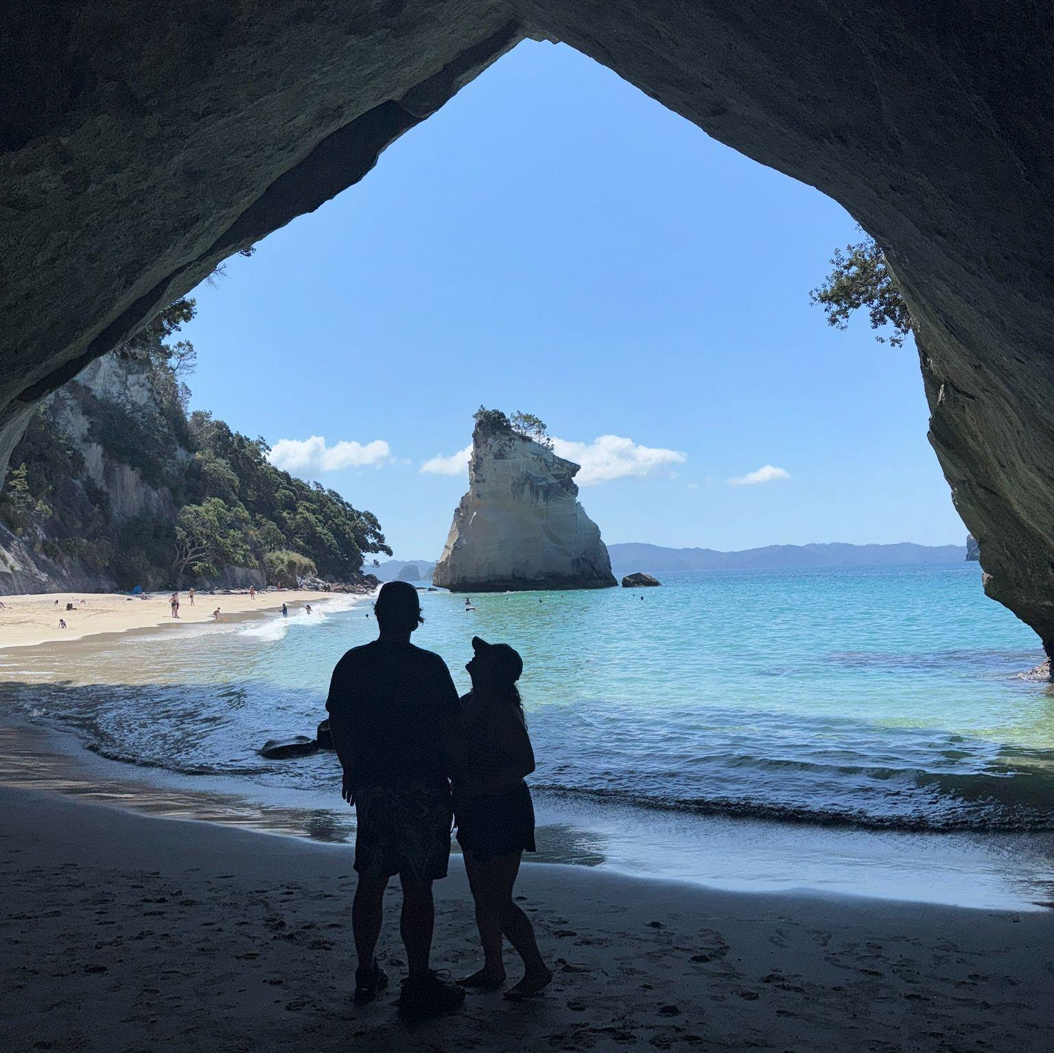 Cathedral Cove in New Zealand - we encountered a stingray here!