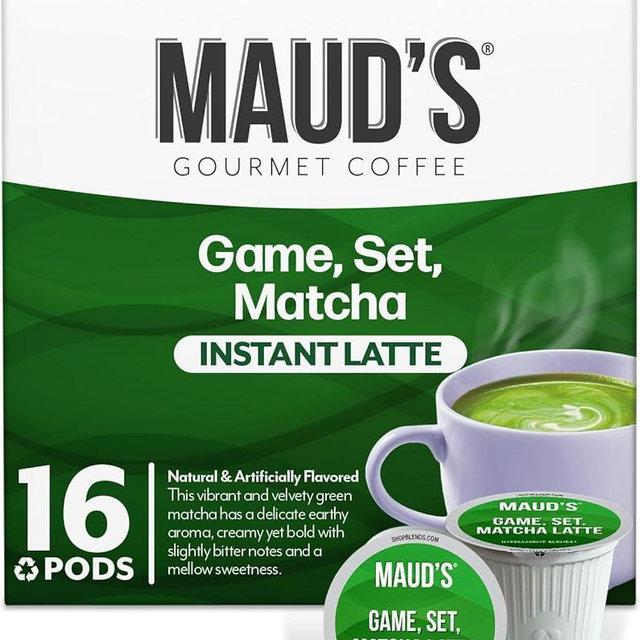 Maud's Matcha Latte Pods, 16 ct, Recyclable Single Serve Tea Pods - Compatible with Keurig K Cups Maker