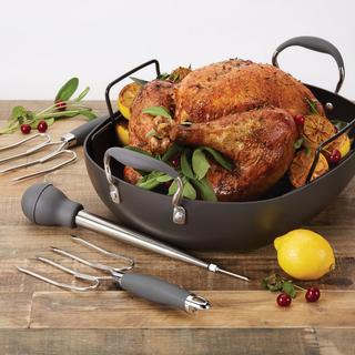 Advanced Bronze Hard-Anodized 5-Piece Nonstick Roaster Set