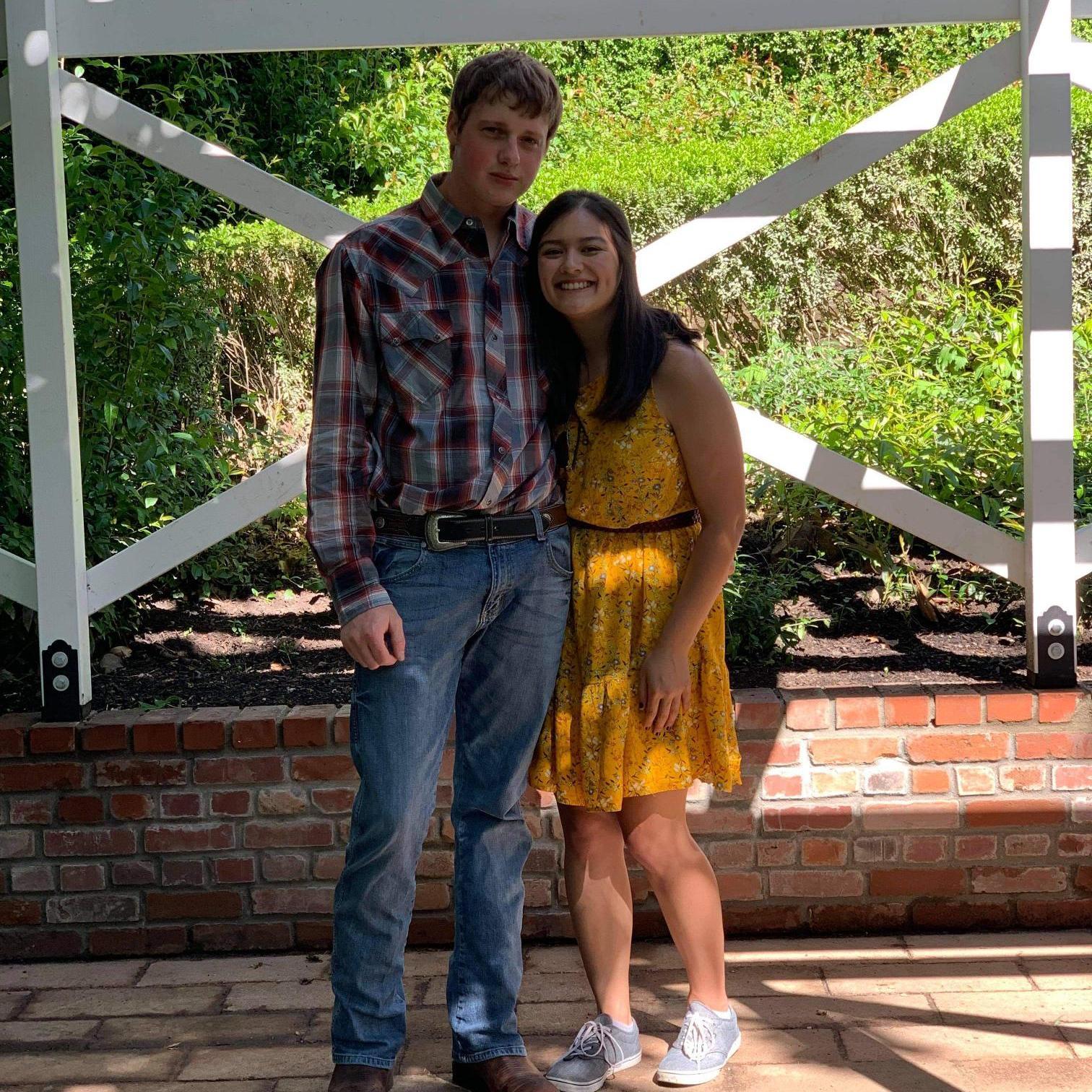 Dressed up for a wedding.
