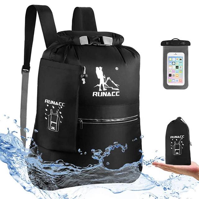 RUNACC Waterproof Dry Bag Backpack 20L Floating Dry Sack with Free Waterproof Phone Case for Beach, Kayaking, Camping, Boating, Swimming, Fishing, Hiking